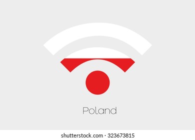 A Flag Illustration inside a Networking Icon of the country of Poland