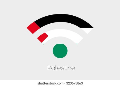 A Flag Illustration inside a Networking Icon of the country of Palestine