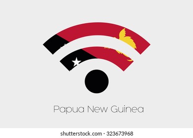 A Flag Illustration inside a Networking Icon of the country of Papua New Guinea