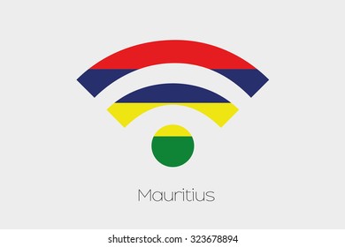 A Flag Illustration inside a Networking Icon of the country of Mauritius