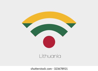 A Flag Illustration inside a Networking Icon of the country of Lithuania