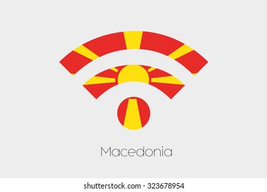 A Flag Illustration inside a Networking Icon of the country of Macedonia