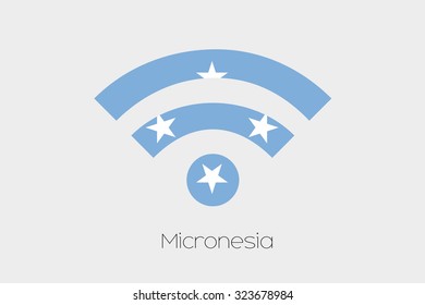 A Flag Illustration inside a Networking Icon of the country of Micronesia