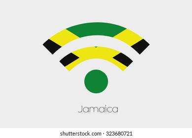 A Flag Illustration inside a Networking Icon of the country of Jamaica