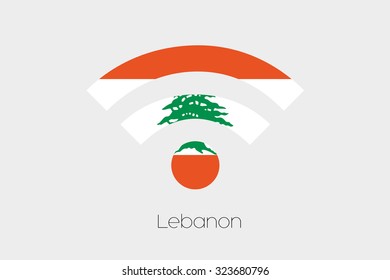 A Flag Illustration inside a Networking Icon of the country of Lebanon