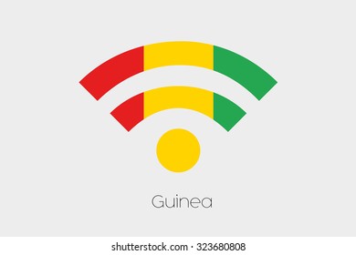 A Flag Illustration inside a Networking Icon of the country of Guinea