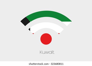 A Flag Illustration inside a Networking Icon of the country of Kuwait