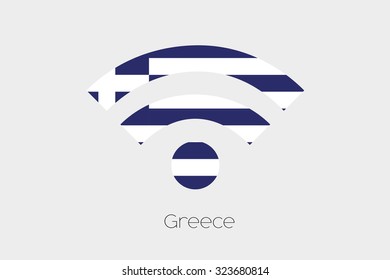 A Flag Illustration inside a Networking Icon of the country of Greece
