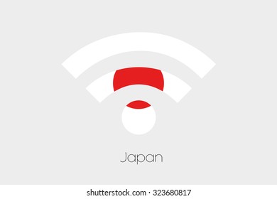 A Flag Illustration inside a Networking Icon of the country of Japan