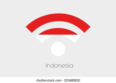 A Flag Illustration inside a Networking Icon of the country of Indonesia