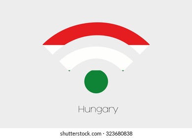 A Flag Illustration inside a Networking Icon of the country of Hungary