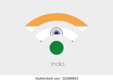 A Flag Illustration inside a Networking Icon of the country of India