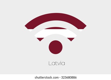 A Flag Illustration inside a Networking Icon of the country of Latvia