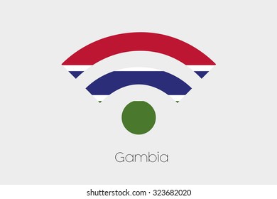 A Flag Illustration inside a Networking Icon of the country of Gambia