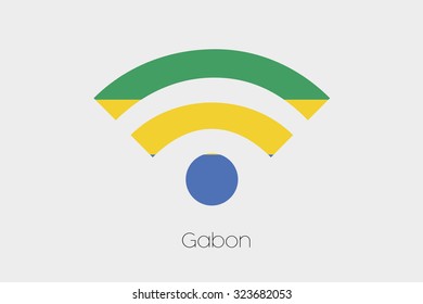 A Flag Illustration inside a Networking Icon of the country of Gabon