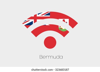 A Flag Illustration inside a Networking Icon of the country of Bermuda