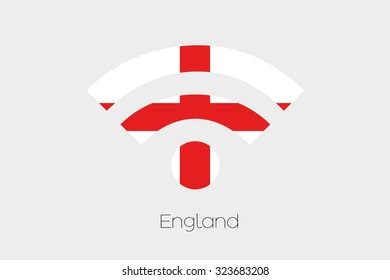 A Flag Illustration inside a Networking Icon of the country of England