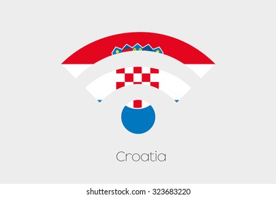 A Flag Illustration inside a Networking Icon of the country of Croatia