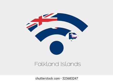 A Flag Illustration inside a Networking Icon of the country of Falkland Islands