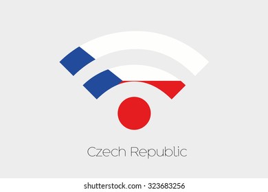 A Flag Illustration inside a Networking Icon of the country of Czech Republic
