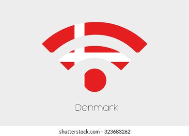 A Flag Illustration inside a Networking Icon of the country of Denmark