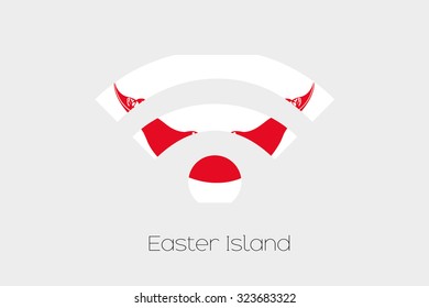 A Flag Illustration inside a Networking Icon of the country of Easter Island