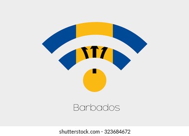 A Flag Illustration inside a Networking Icon of the country of Barbados