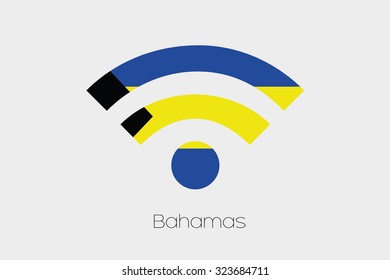 A Flag Illustration inside a Networking Icon of the country of Bahamas