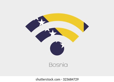 A Flag Illustration inside a Networking Icon of the country of Bosnia