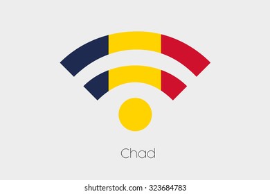 A Flag Illustration inside a Networking Icon of the country of Chad