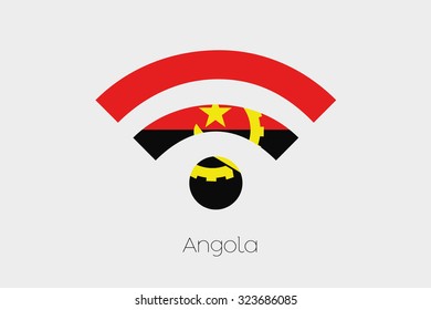A Flag Illustration inside a Networking Icon of the country of Angola