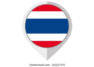 A Flag Illustration inside a pointed of the country of Thailand