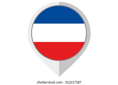 A Flag Illustration inside a pointed of the country of Yugoslavia