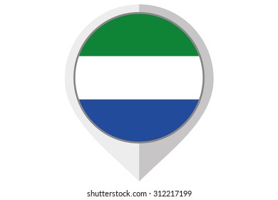 A Flag Illustration inside a pointed of the country of Sierra Leone