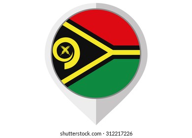 A Flag Illustration inside a pointed of the country of Vanuatu