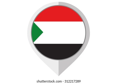 A Flag Illustration inside a pointed of the country of Sudan