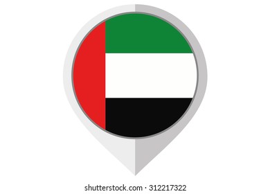 A Flag Illustration inside a pointed of the country of United Arab Emirates
