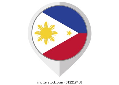 A Flag Illustration inside a pointed of the country of Philippines