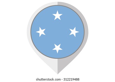 A Flag Illustration inside a pointed of the country of Micronesia