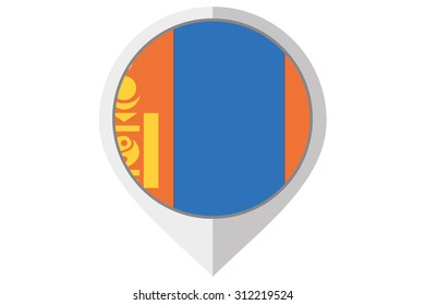 A Flag Illustration inside a pointed of the country of Mongolia