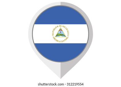 A Flag Illustration inside a pointed of the country of Nicaragua