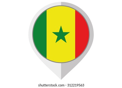 A Flag Illustration inside a pointed of the country of Senegal