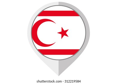 A Flag Illustration inside a pointed of the country of Northern Cyprus