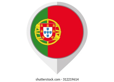 A Flag Illustration inside a pointed of the country of Portugal