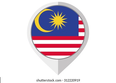 A Flag Illustration inside a pointed of the country of Malaysia