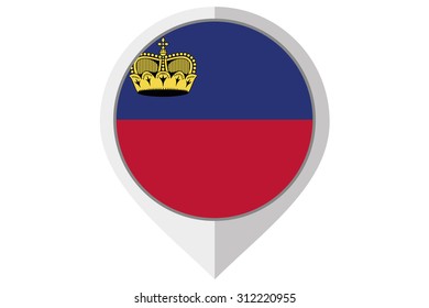 A Flag Illustration inside a pointed of the country of Liechtenstein