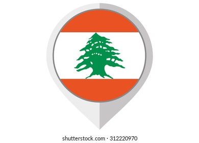 A Flag Illustration inside a pointed of the country of Lebanon