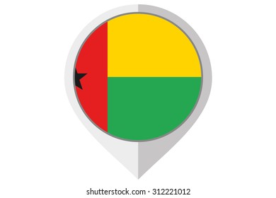 A Flag Illustration inside a pointed of the country of Guinea Bissau