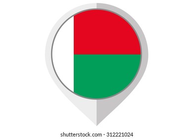 A Flag Illustration inside a pointed of the country of Madagascar