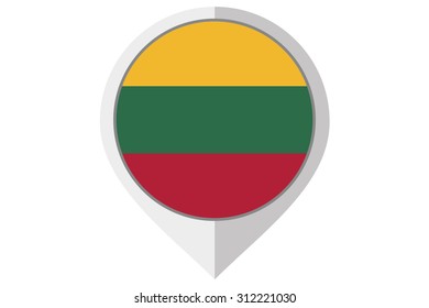 A Flag Illustration inside a pointed of the country of Lithuania